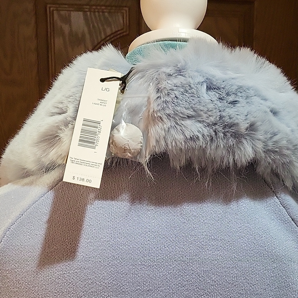 Blue Oversized Trench Coat with Wide Lapel - Picture 7 of 7
